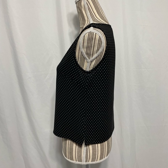black sleeveless white polka dots blouse small - Picture 3 of 6
